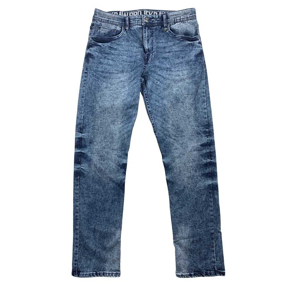 Projek Raw Acti-Flex Acid Wash Jeans Men 34 Blue Stretch Denim‎ Slim Straight